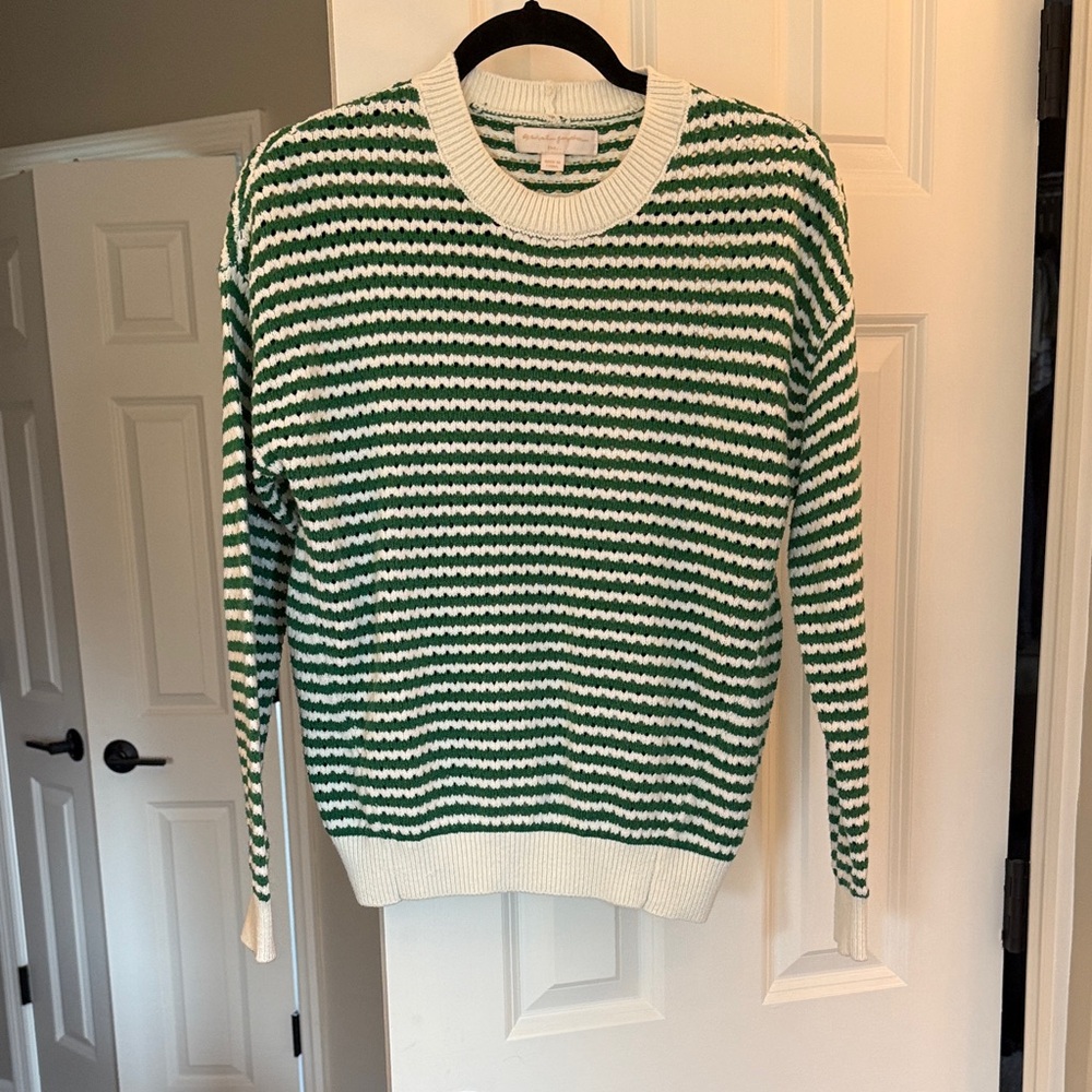 Spiritual Gangster Green and Cream Striped Sweater